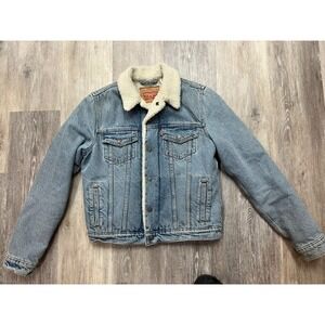 Vtg Levis Women's Sherpa Lined Trucker Jean Jacket Size S